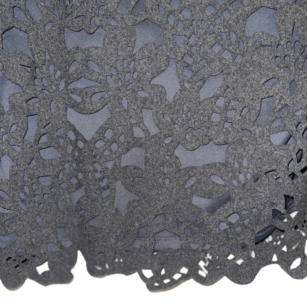 Anthropologie Knitted & Knotted Grey‎ Felt Lace Overlay Crewneck Top